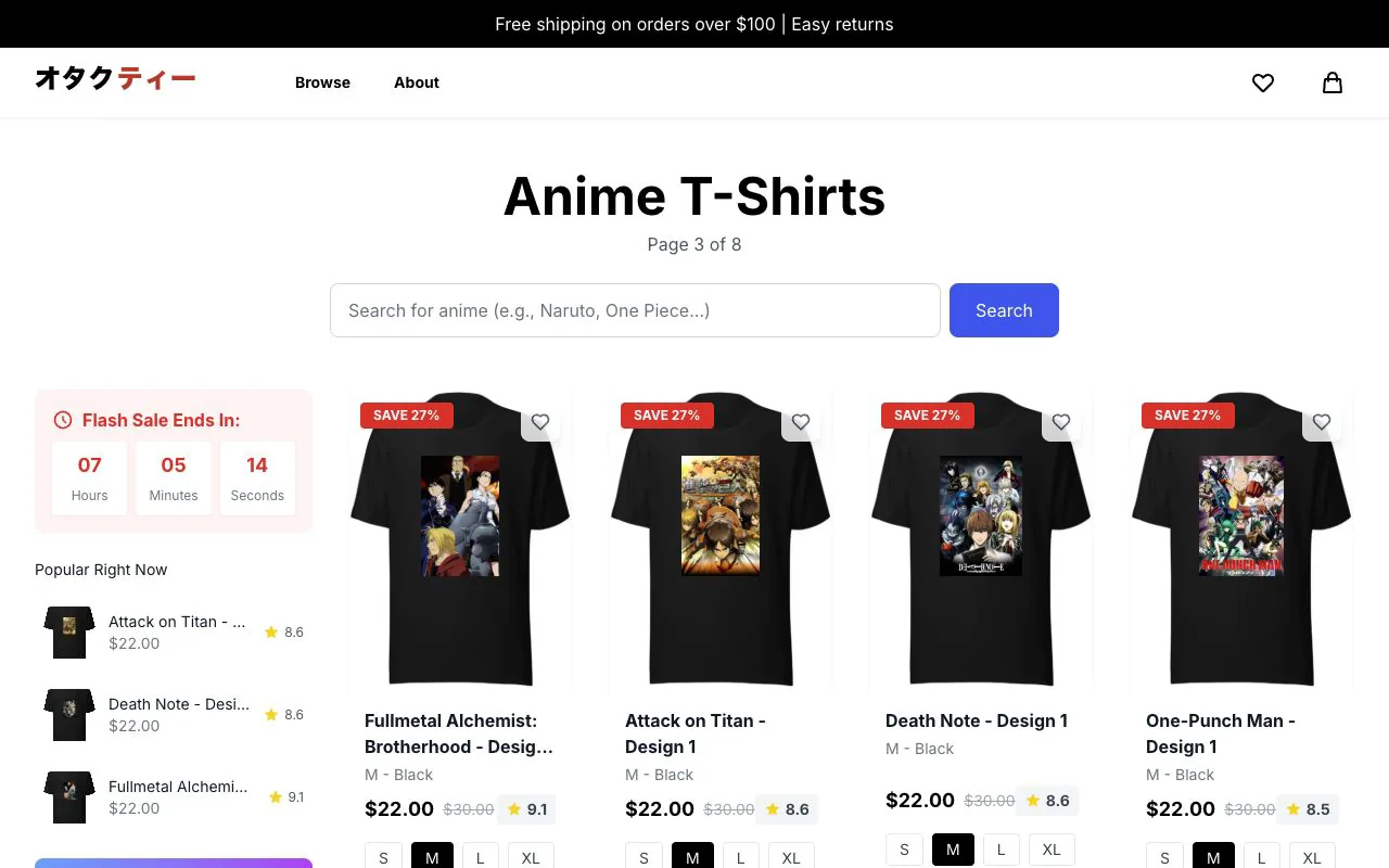 OtakuT — Magazin online pentru tricouri premium, cu experiență de catalog rapidă.
